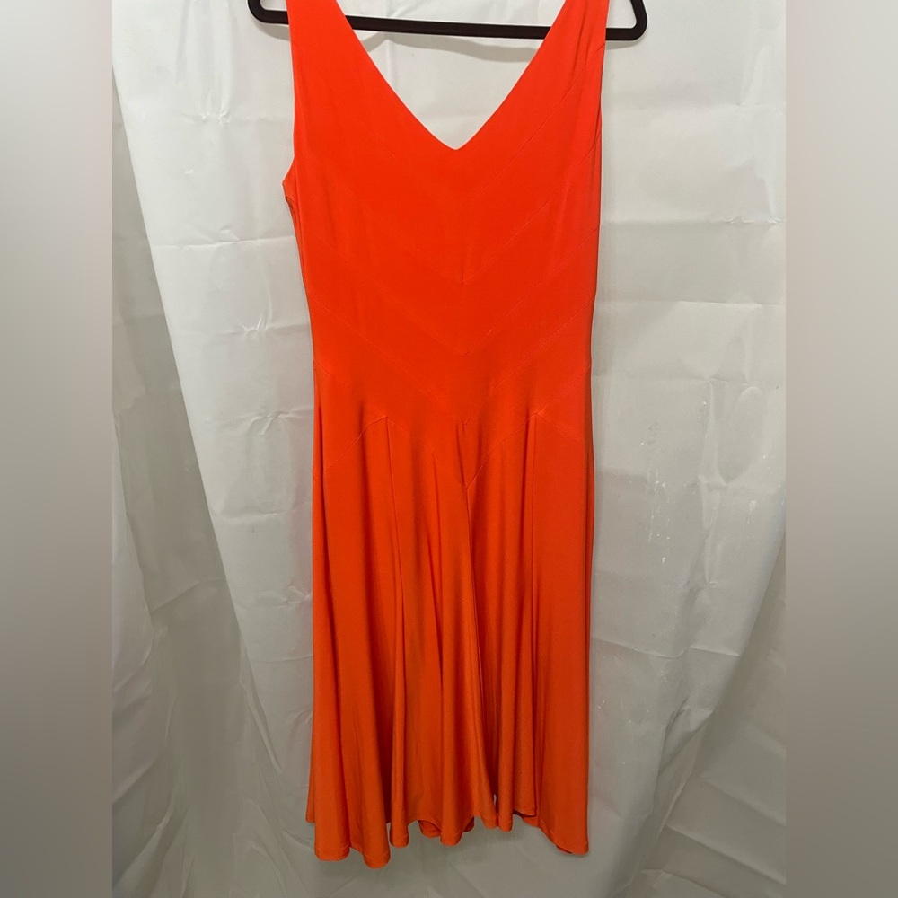 Lauren Ralph Lauren Tangerine Sleevless V-neck Flowy Midi Spring, Summer Dress